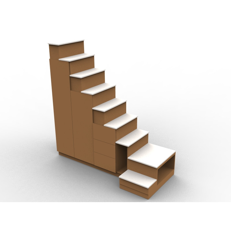 Meuble escalier quart tournant à plateforme - DessineTonMeuble