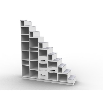 Meuble escalier bibliothèque mezzanine, modèle Longo