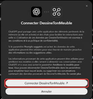 Fenêtre ChatGPT Connecter DessineTonMeuble