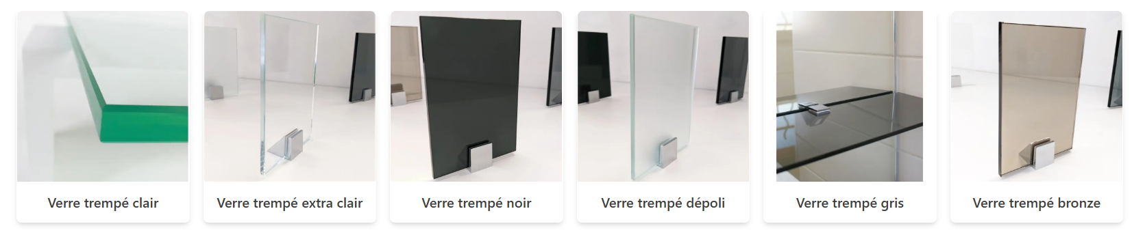 Différents coloris de verre trempé