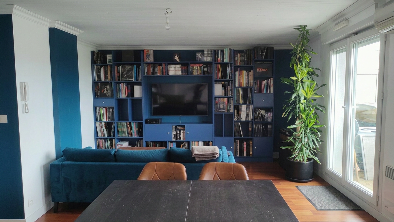 Meuble TV bibliothèque sur mesure