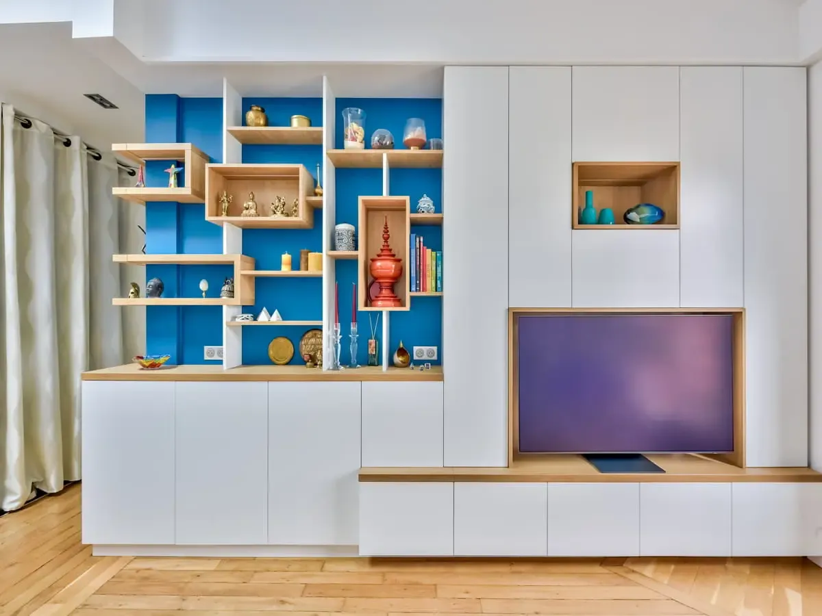 Ensemble Meuble Dentree Et Salon En Angle Avec Espace TV 1349 Niche