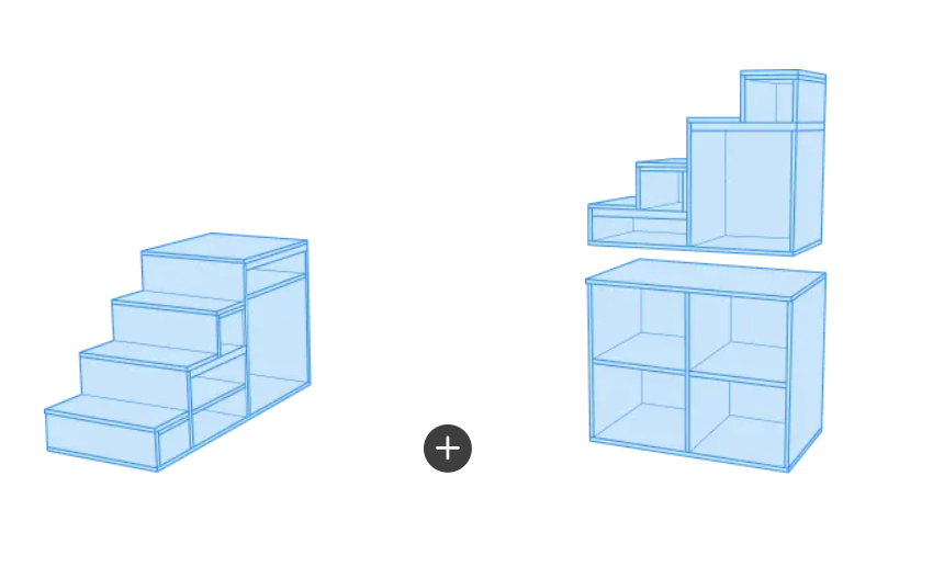 meuble escalier avec plateforme et placards