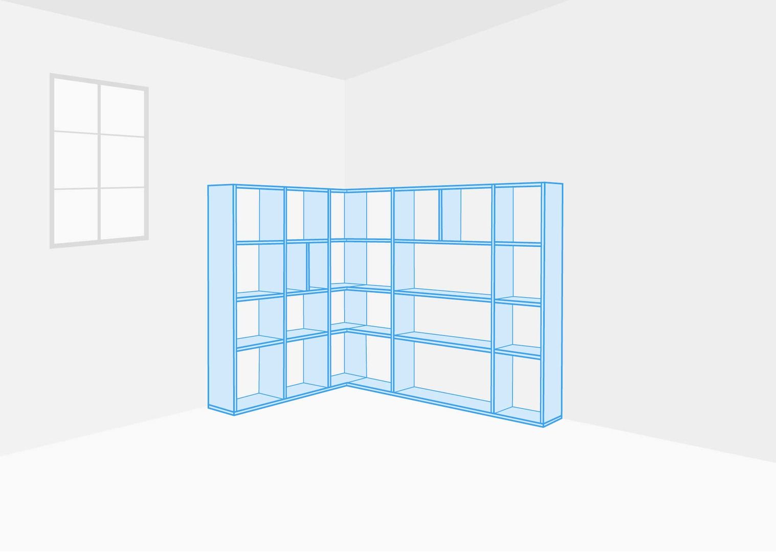 habitación con mueble esquinero