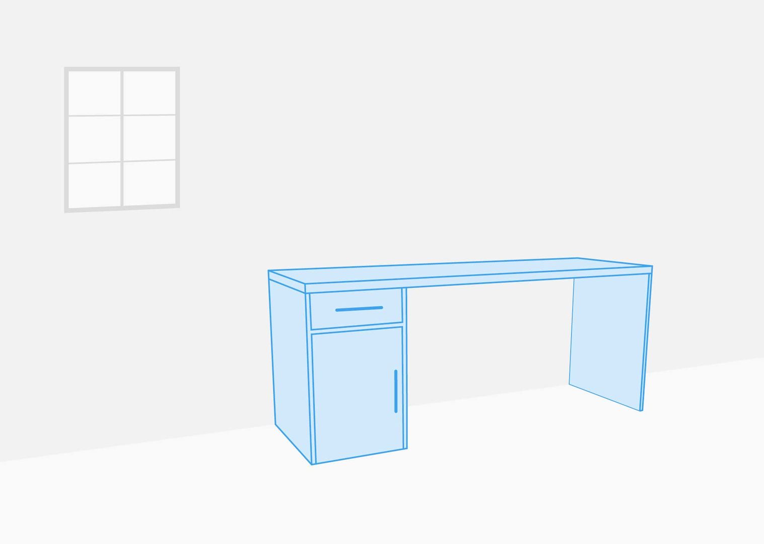 habitación con escritorio a medida