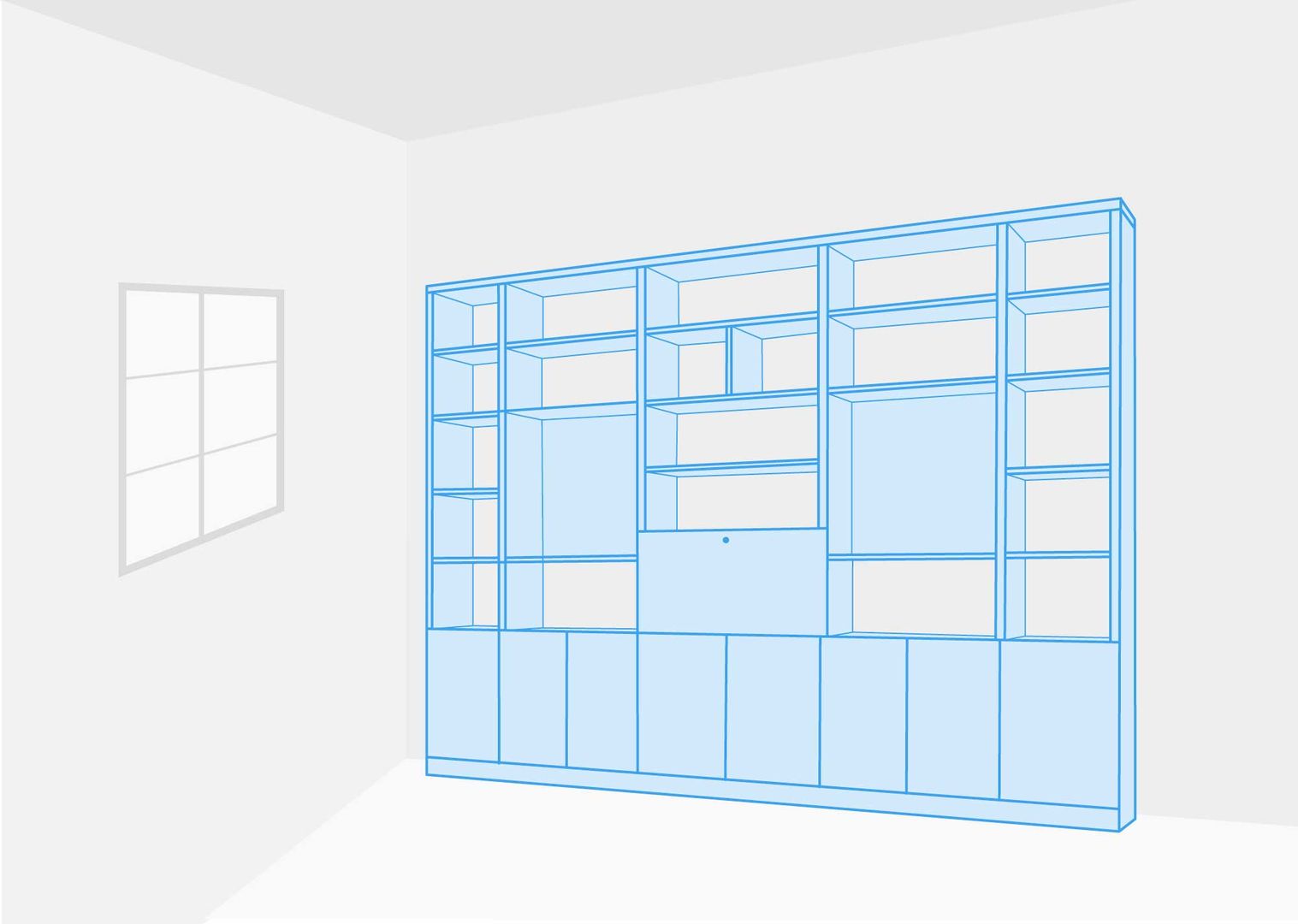 habitación con estantería