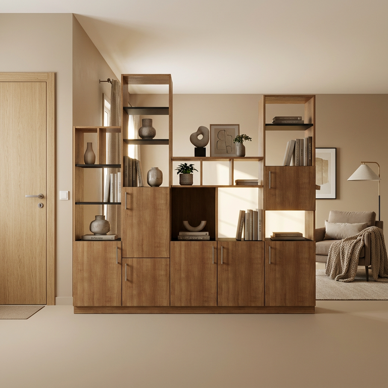 Claustra séparateur de pièce avec rangement