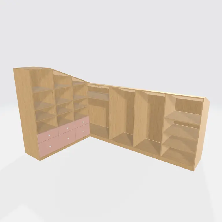 Op maat gemaakte kledingkasten in de gang, tegenover elkaar geplaatst - Vue 3