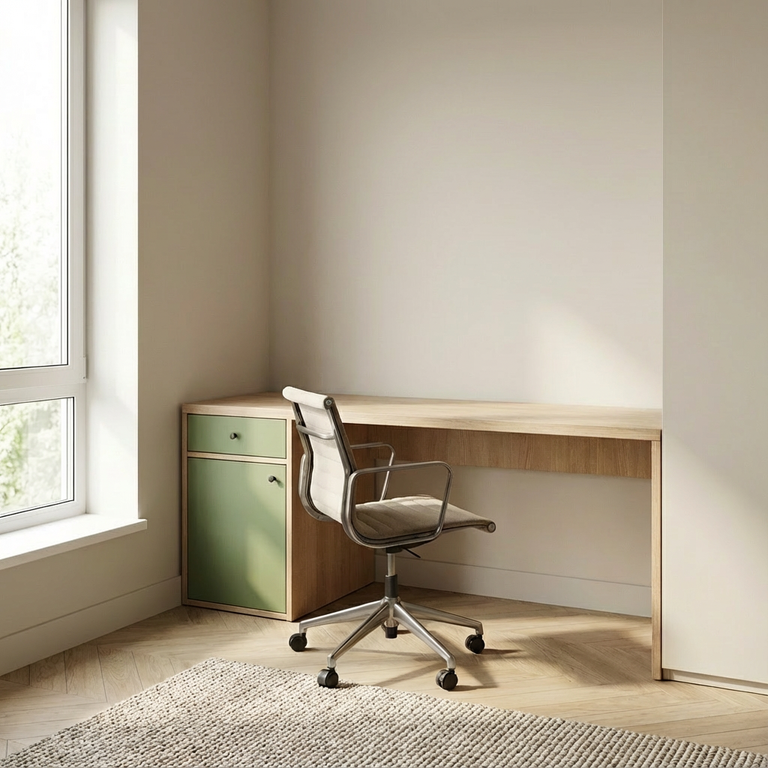 Bureau sur mesure avec tiroir et porte de placard