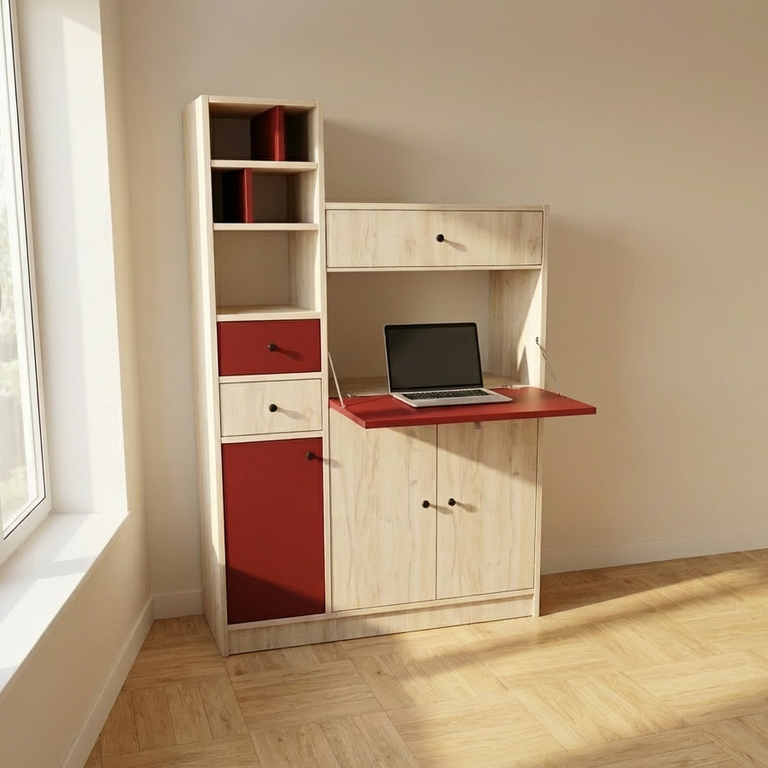 Bureau à hauteur variable avec abattant secrétaire