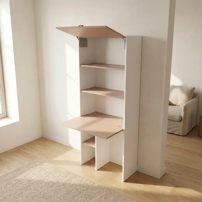 Meuble abattant secrétaire coloré avec porte relevable