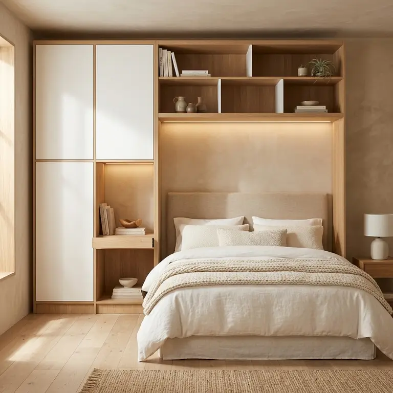 Tête de lit avec rangements modulables