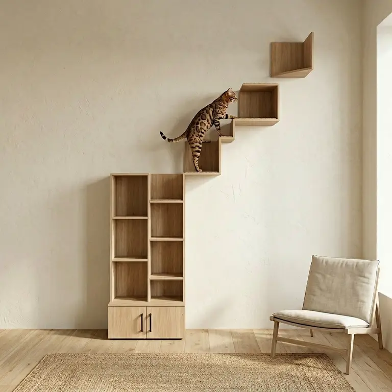Bibliothèque arbre à chat sur mesure