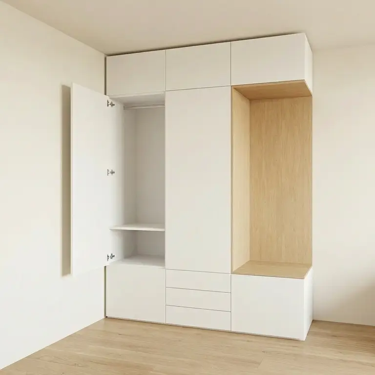 Kledingkast op maat met nis in een andere kleur