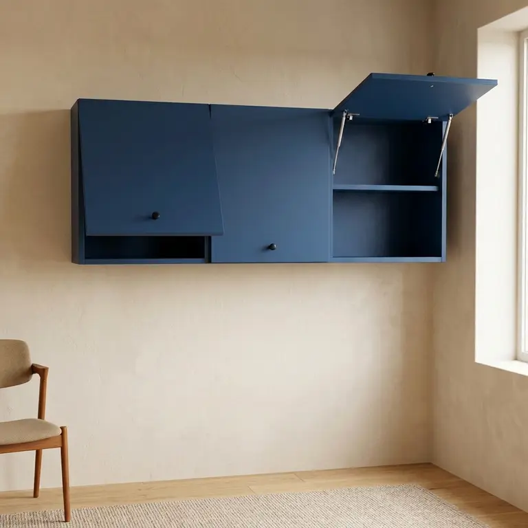 Buntes Designmöbel mit Klapptür