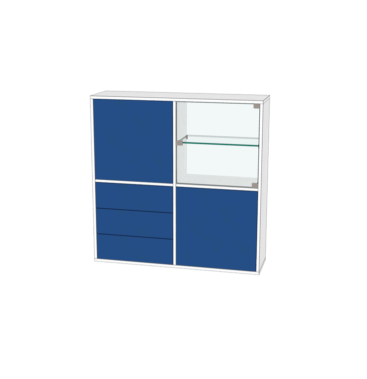 Commode coloré avec portes push - Vue 3