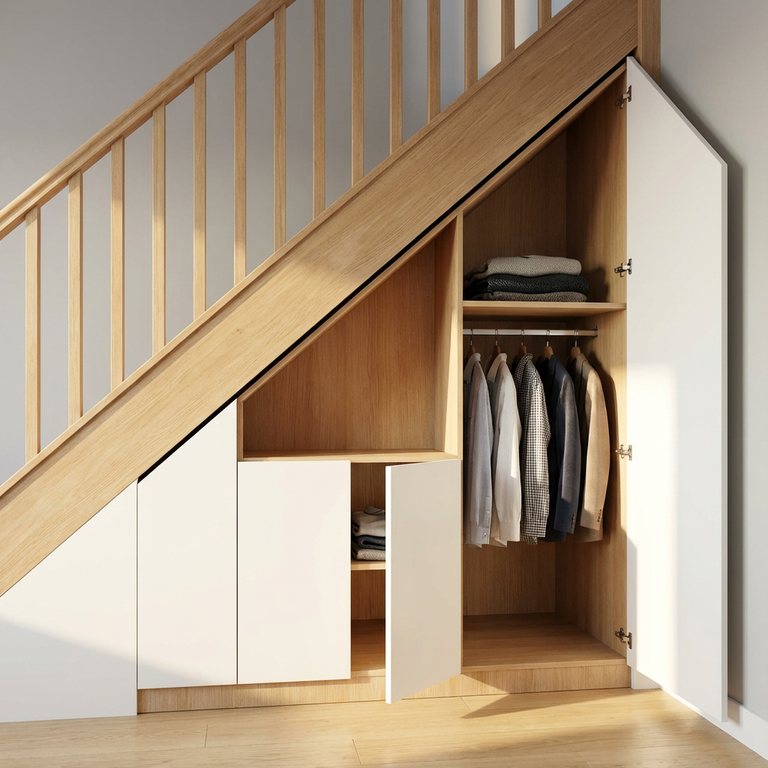  Meuble sous escalier avec une niche en bois