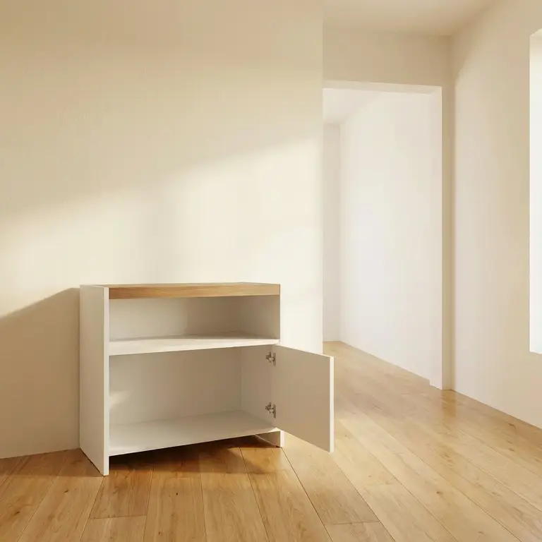 Table de chevet blanche et bois