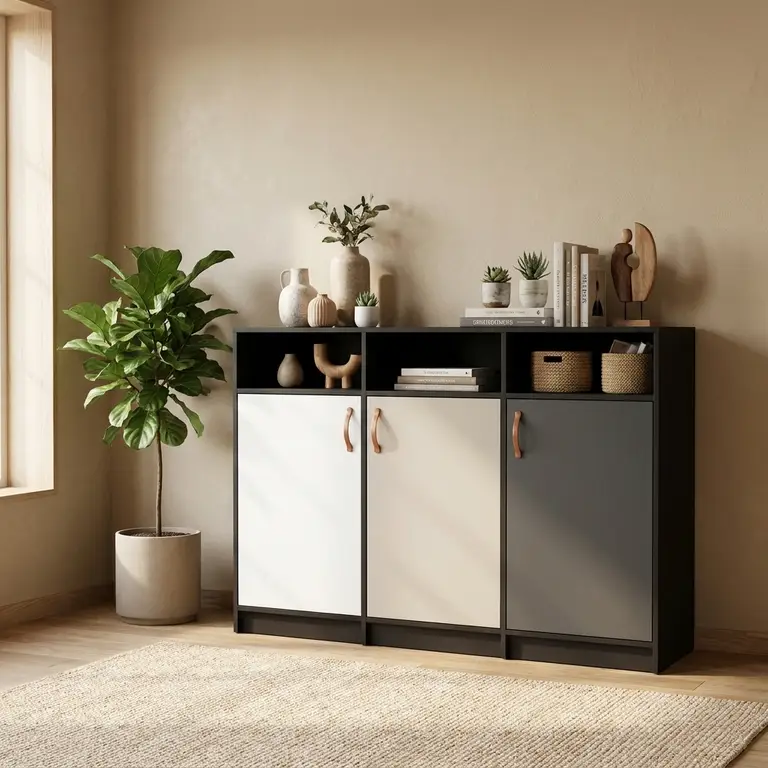 Buffet noir et blanc avec rangements