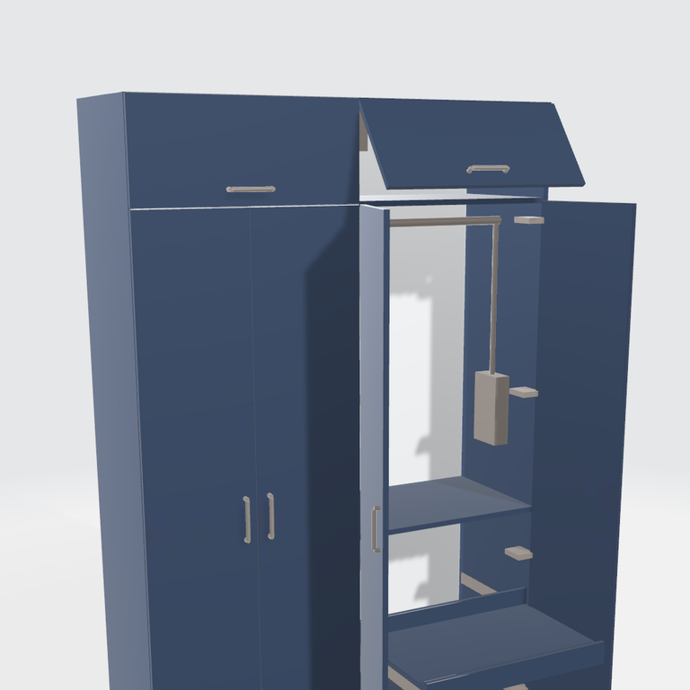 High wardrobe with lift-up doors