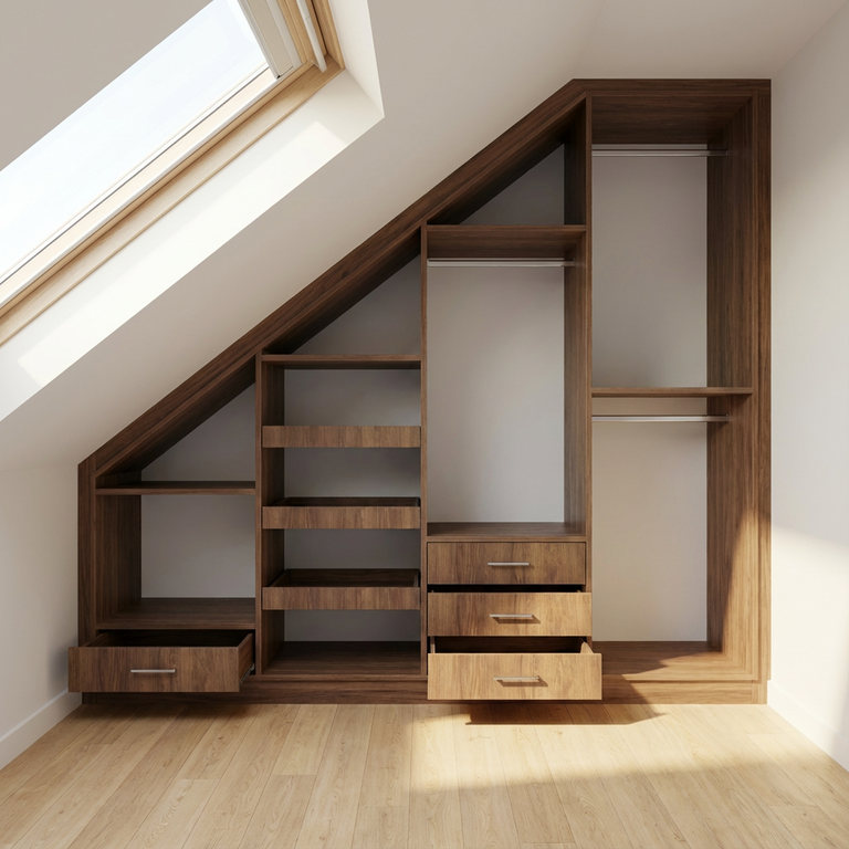 Dressing sous pente, aménagements coulissants