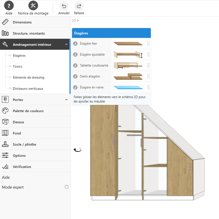 Placard sous escalier sur mesure avec portes en 3D