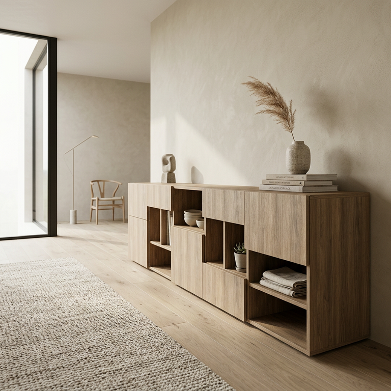 Meuble bas asymétrique sur-mesure