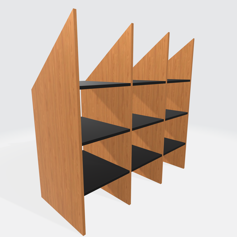 Bookcase with rear underslope for the loft - Vue 3