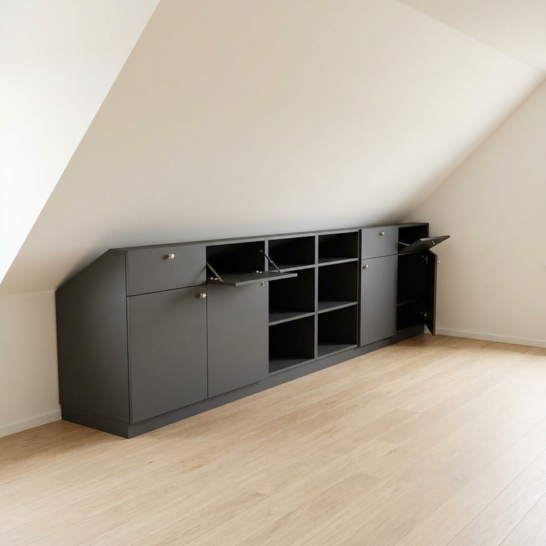 Meuble sous pente arrière avec abattant secrétaire