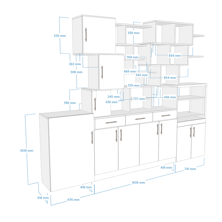 Configuration 3D Bibliothèque et bureau multifonction destructuré original