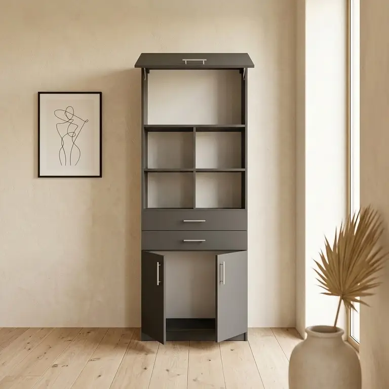 Modularer hoher Schrank mit Klapptür