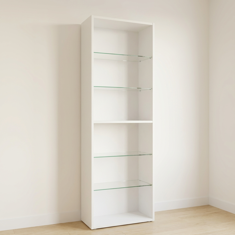 Colonne caisson avec étagères en verre pour salle de bain