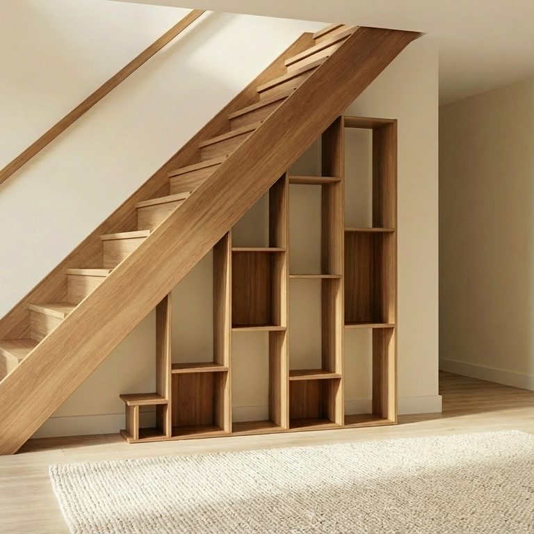 Wooden claustra under the stairs - Vue 2