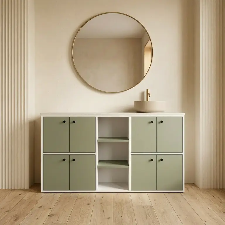 Colourful bathroom storage