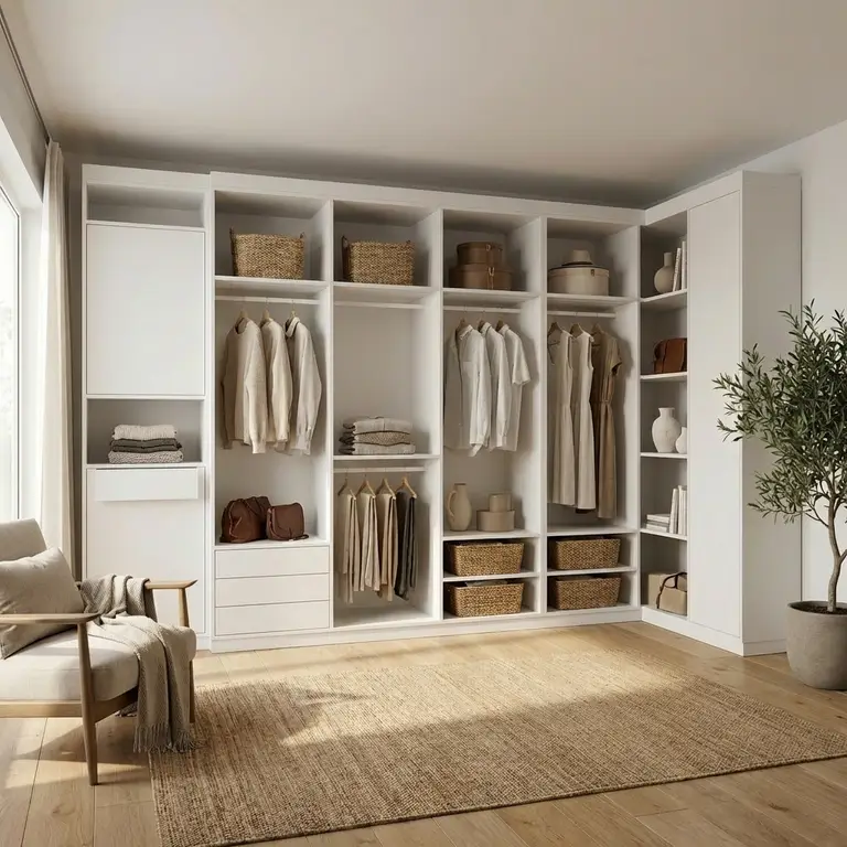 Dressing en L avec penderies et tiroirs