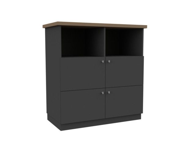 Commode gris anthracite avec dessus bois