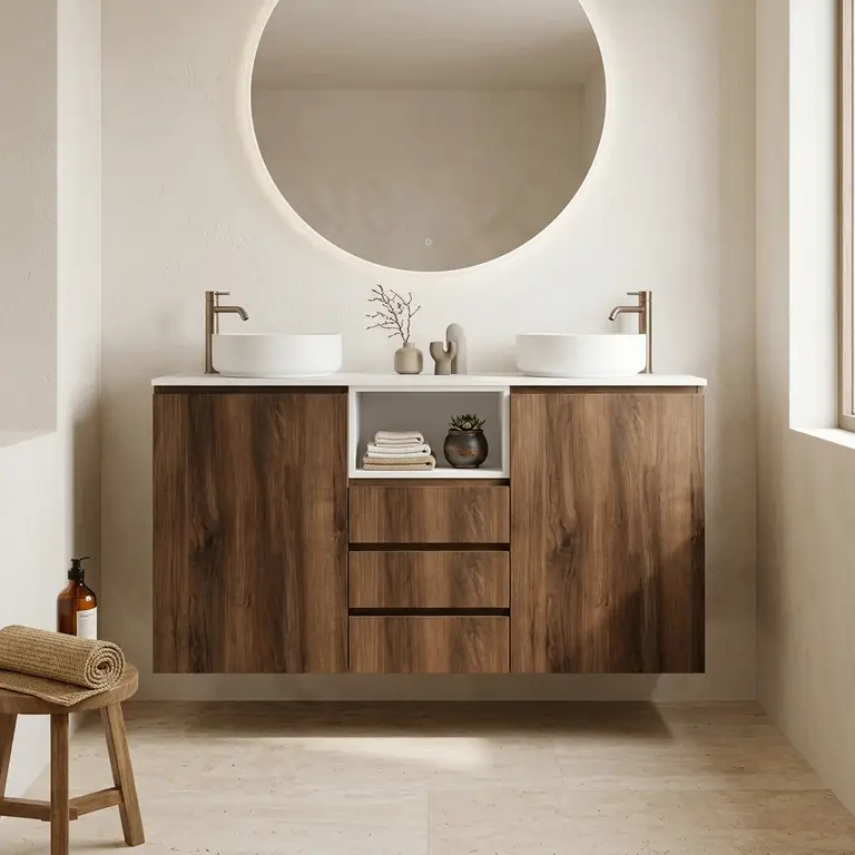 Meuble salle d'eau couleur bois