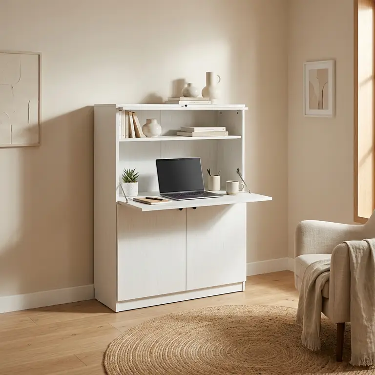 Bureau abattant blanc sur mesure