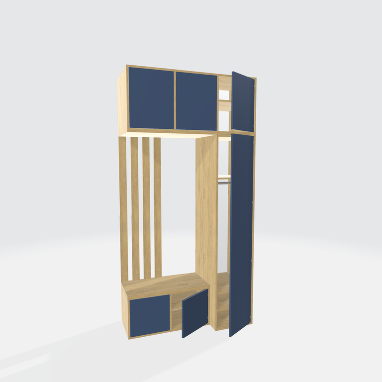Meuble D'entrée En Bois Bleu Avec Tiroir Et Portes – Dimensions 48x32x75 Cm, Rangement Pratique Pour Hall