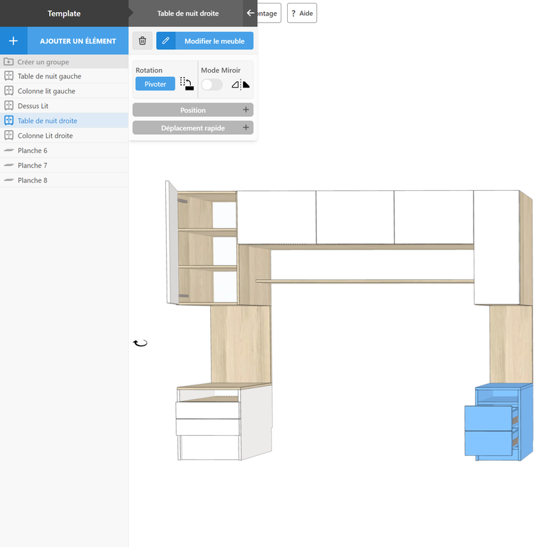 Configuration pont de lit sur mesure en 3D