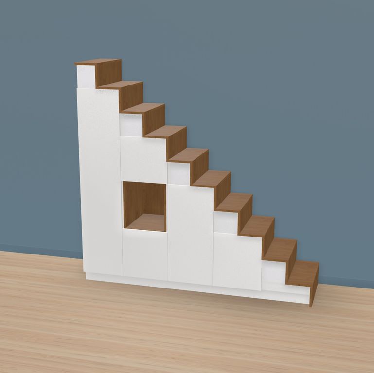 Meuble escalier mezzanine avec niche et contremarche
