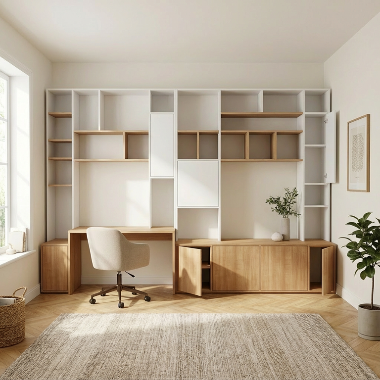 Ensemble bureau et meuble TV sur mesure