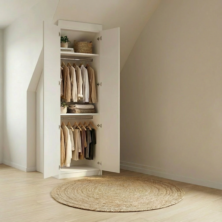 Double dressing avec penderies en sous pente arrière