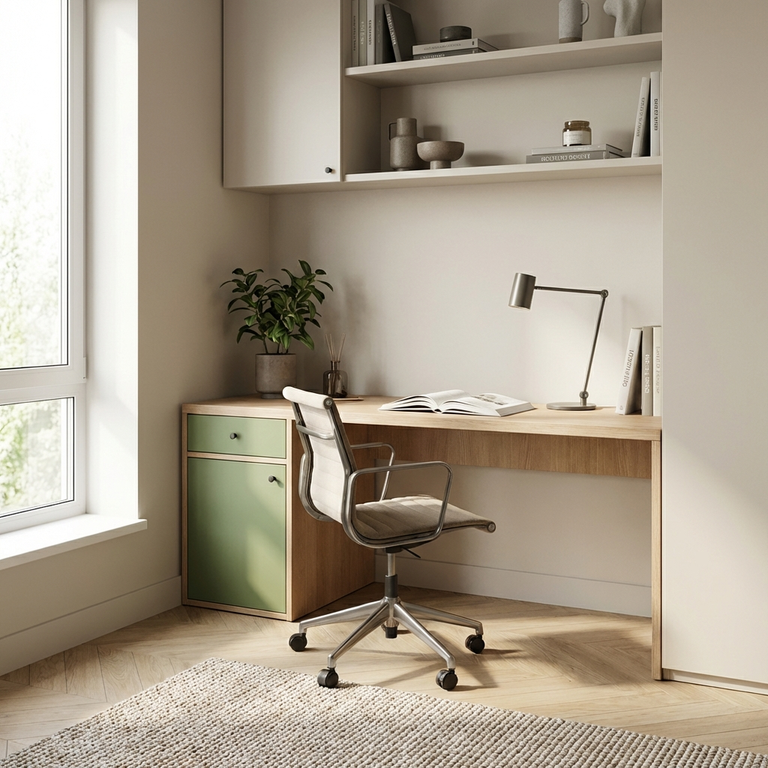 Bureau avec tiroir et plarcard vert