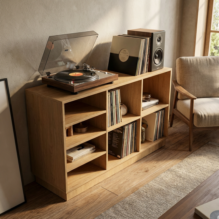 Meuble hi-fi sur mesure pour platine et vinyles