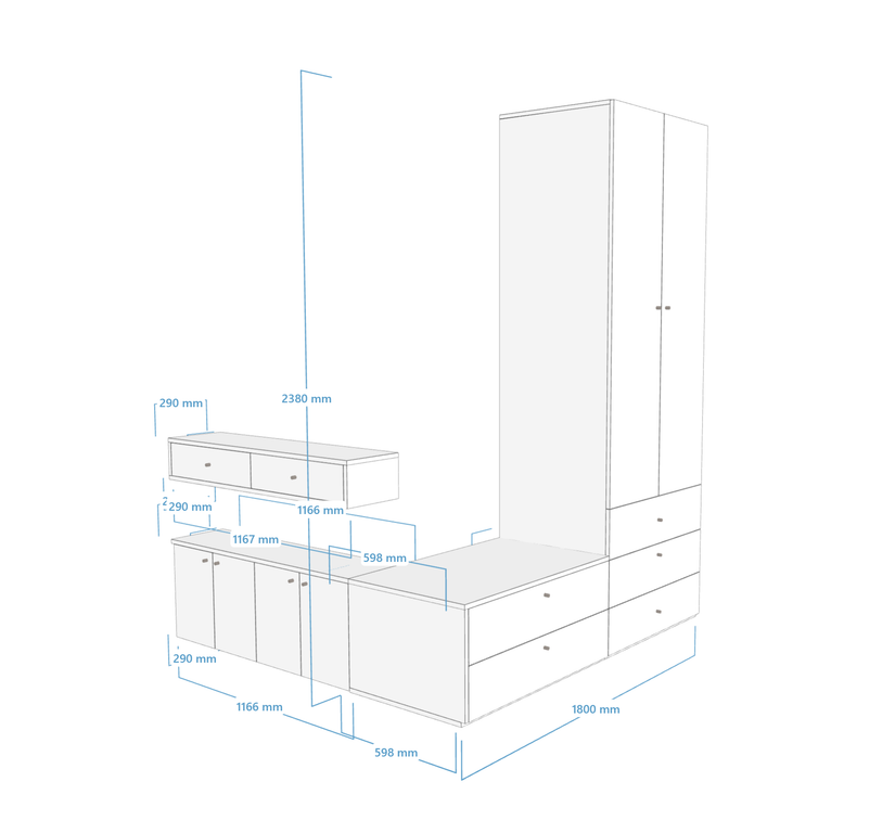 Meuble d'entrée en angle avec assise