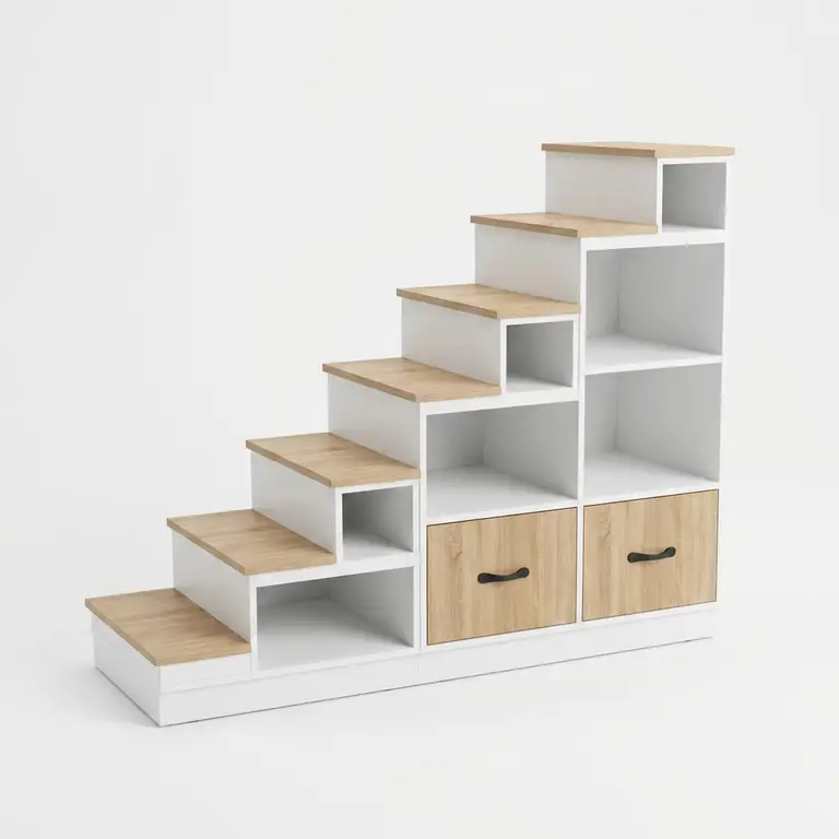 Petit meuble escalier sens gauche avec tiroirs