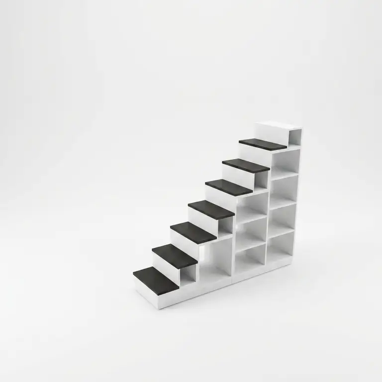 Left-hand staircase unit with bookcase