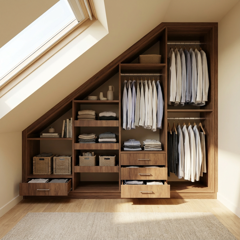 Dressing sous pente, aménagements coulissants