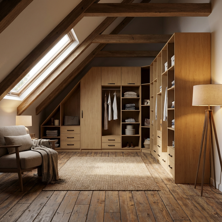 Très grand dressing en L avec sous pente sur mesure